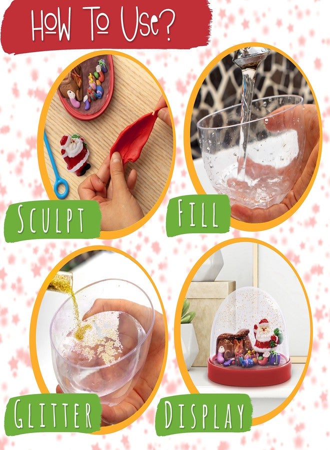 Kipipol Make Your Own Holiday Water Globe Kit - 3X DIY Snow Globe Making Kit w/ 3 Figures, 10 Packs of Modeling Clay for Sculpting, Crafts for Girls Ages 4-6, Arts and Crafts for Kids Ages 4-6-8-12 - Image 3